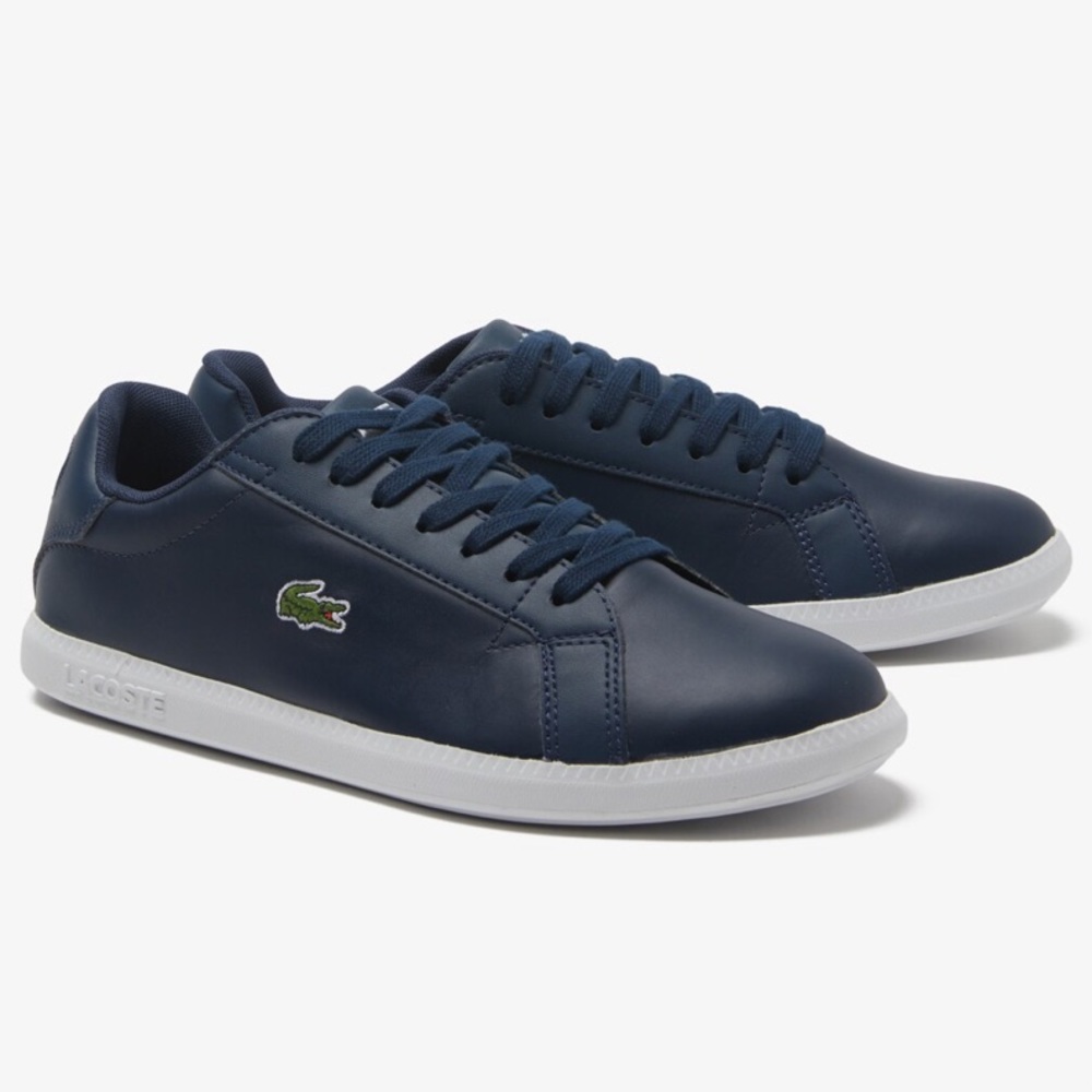 Lacoste Graduate Tonal Navy Leather Trainer Sneaker